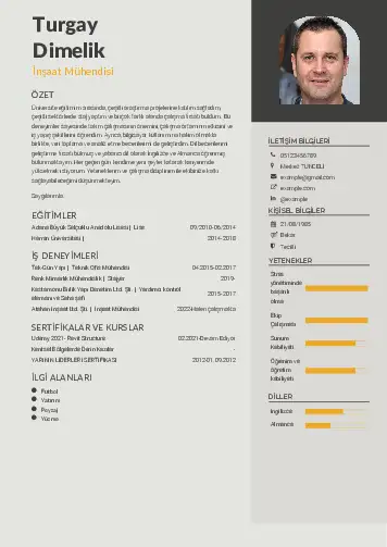 İnşaat Mühendisi Cv Örnekleri cv indir